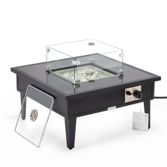 LeisureMod Walbrooke Patio Square Fire Pit and Tank Holder image {4}