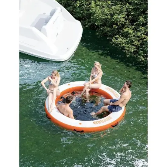 Acekool Inflatable Water Hammock Dock, Mesh Center 8FT/8.5FT/10FT, Heavy Duty Float Ring for Pool, Lake & River, Easy Setup, Party Ready image {5}