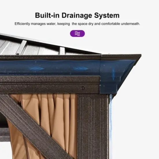 PURPLE LEAF Outdoor Hardtop Gazebo Canopy for Patio Deck Backyard Heavy Duty Outside Sunshade with Netting and Curtains image {2}