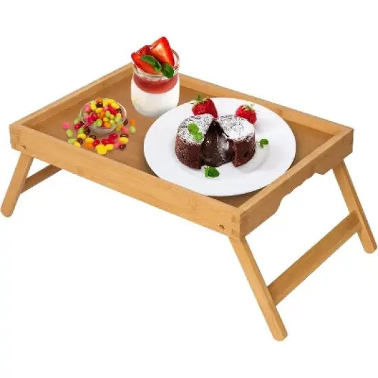 Attop Bed Tray Table with Folding Legs,Bamboo Breakfast in Bed for TV Table, Laptop Computer Tray,Eating,Snack Tray image {6}