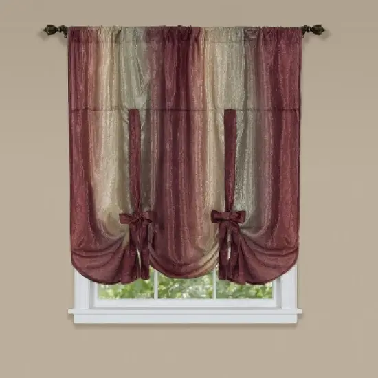 GoodGram Royal Ombre Crushed Semi Sheer Tie Up Single Window Curtain Shade image {5}
