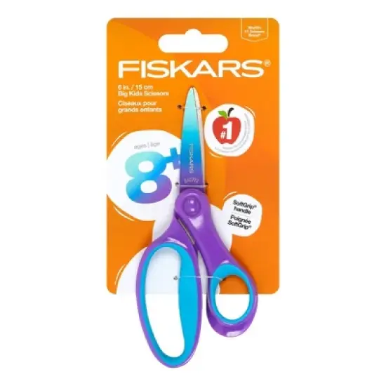 Fiskars Pointed-Tip Softgrip School Supplies Big Kids Scissors for Kids 8 to 11 - 6" Scissors - Purple Ombre image {7}
