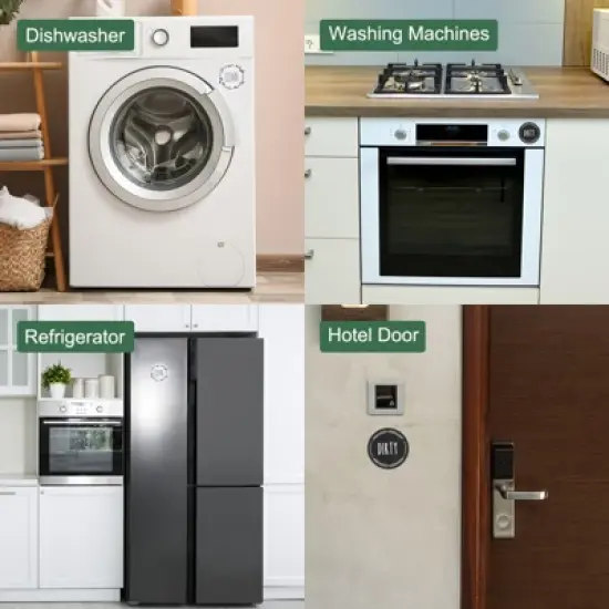 Unique Bargains Non-Scratch Double Side Clean Dirty Sign Round Dishwasher Magnet image {4}