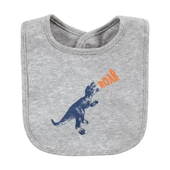 Hudson Baby Infant Boys Cotton Bibs, Dino Roar, One Size image {2}