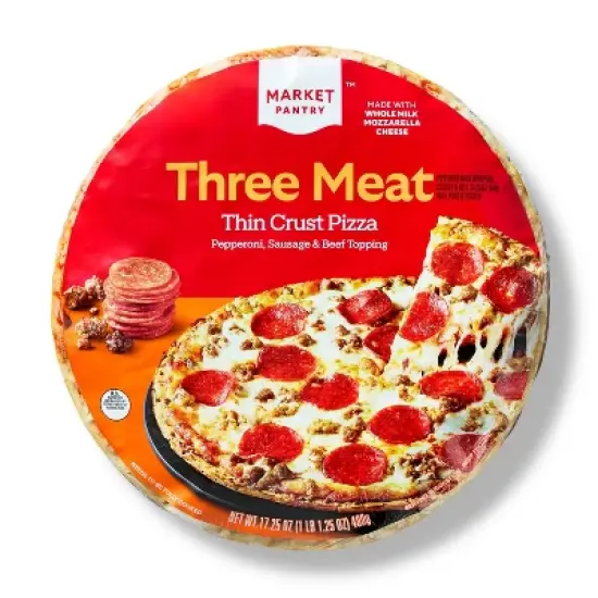 Thin Crust Three Meat Frozen Pizza 17.25oz - Market Pantry&trade; image {4}