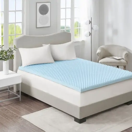 INFURNIC Mattresses All Season Reversible Hypoallergenic Cooling Mattress Topper for Comfortable and Healthy Sleep, Blue, 75"*39"*3" image {3}