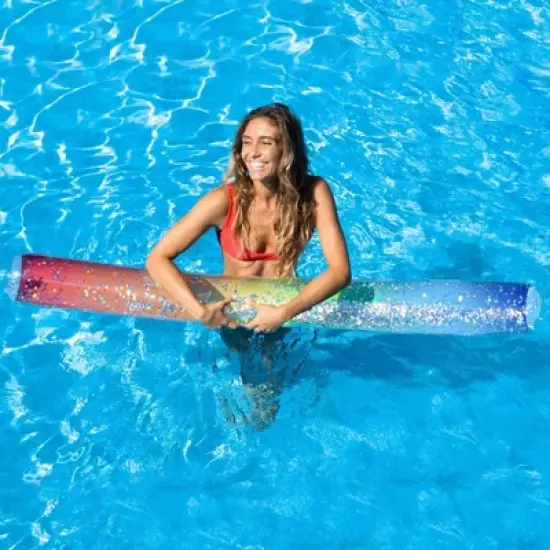 PoolCandy 72" Rainbow Haze Glitter Super Noodle Ultra Durable Sun Tan Fun Great For Pools, Lakes, And More image {2}