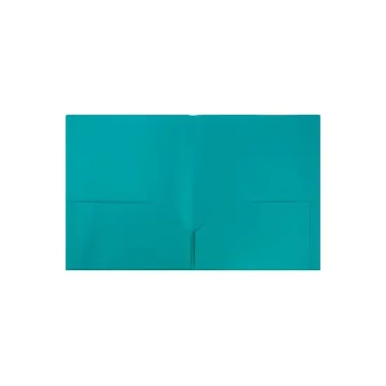 JAM Paper Plastic Two-Pocket School POP Folders Teal Bulk 96/Pack 382ETEB image {1}