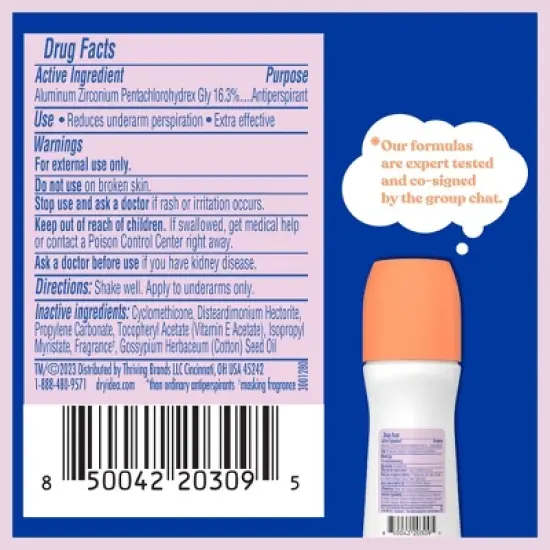 Dry Idea Roll-On Deodorant & Antiperspirant - Unscented 3.25 fl oz image {7}