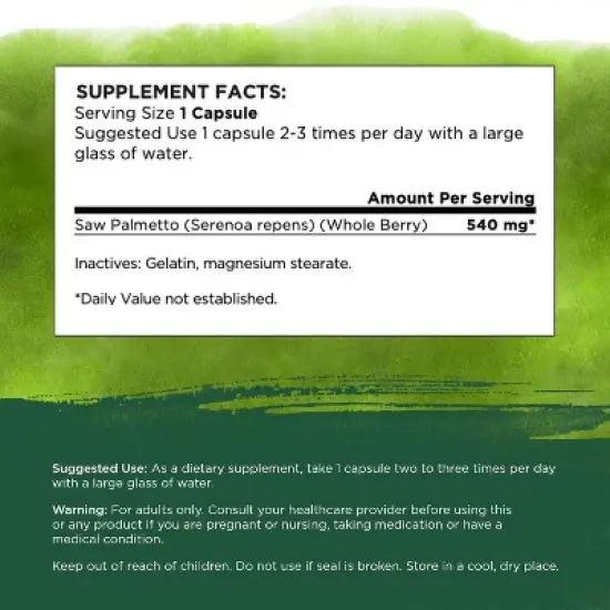 Swanson Full Spectrum Saw Palmetto, Helps Support Men's Prostate Health, Herbal Supplement, 540 mg image {4}