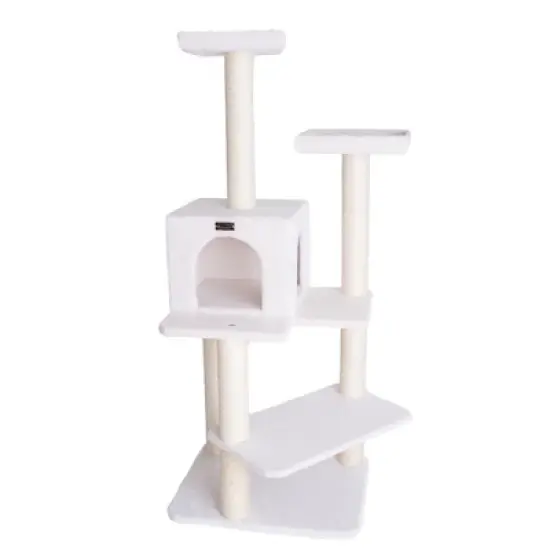 Armarkat Ivory 57" High Real Wood Cat Tree, Fleece Covered Cat Climber, B5701 image {4}