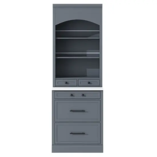 Gulches 83.7" High Kitchen Pantry , Freestanding Tall Hutch with Faux Marble Top, 5 Storage Drawers & Adjustable Shelf&iexcl;&ordf;Elegant Display Cabinet,Gray image {7}