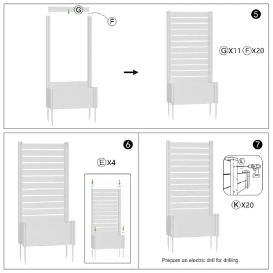 PexFix 71 in. H x 35 in. W White Rectangle PVC Wall Planter Box with Trellis for Climbing Plants image {5}