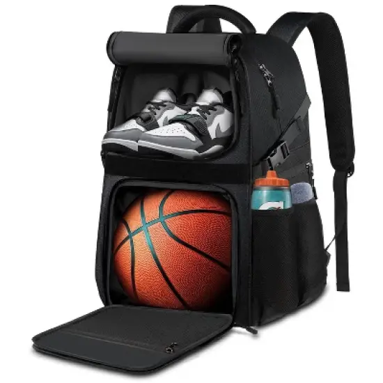 Basketball Bag Backpack with Ball Holder Shoes Compartment, Large Basketball Accessories Sports Bag image {6}