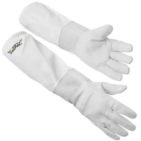 Honey Keeper Beekeeping Gloves - Goatskin Leather with Ventilated Canvas Sleeve and Elastic Cuff image {6}