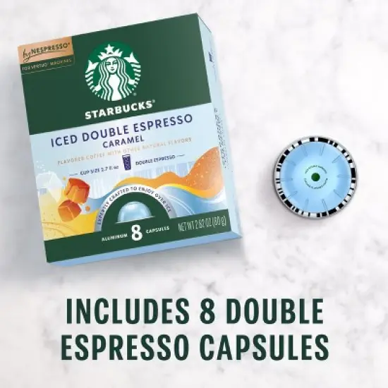 Starbucks by Nespresso Vertuo Line Iced Double Espresso Caramel Flavored Light Roast Coffee Pods image {3}