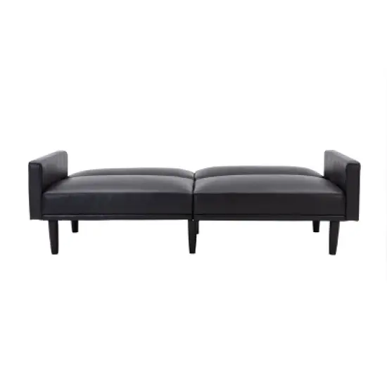 Faux Leather Futon Sofa with Arms Black - Room Essentials&trade; image {4}