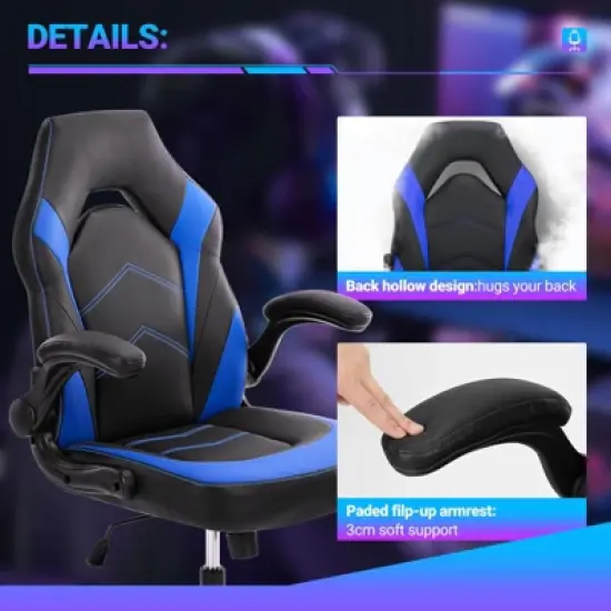 NicBex PU Leather Gaming Chair,Ergonomic Office Chair with Padded Armrests & Lumbar Support,Swivel Computer Chair for Gaming Room,Bedroom image {3}