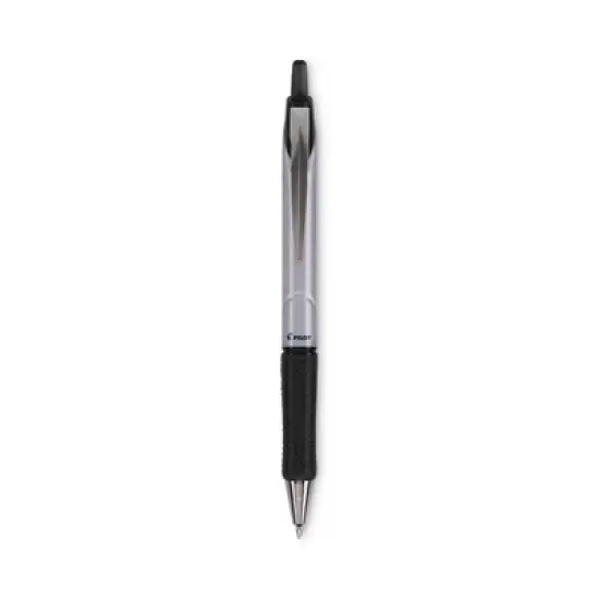 Pilot Acroball Pro Advanced Ink Hybrid Gel Pen, Retractable, Medium 1 mm, Black Ink, Silver/Black Barrel, Dozen image {4}