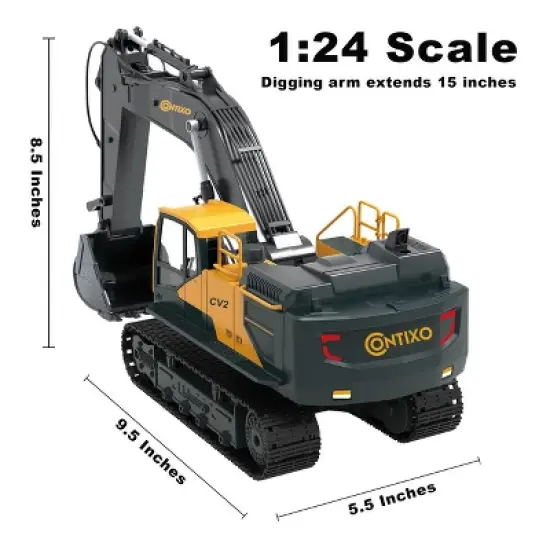 Contixo CV2 RC Excavator -Hobby Grade Construction Vehicle -1:24 Scale with 17 Channels image {3}
