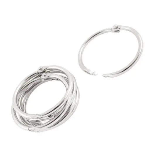 Unique Bargains Book Office Metal Loose Leaf Binder Hinge Snap Ring Keyring 6 Pcs image {3}