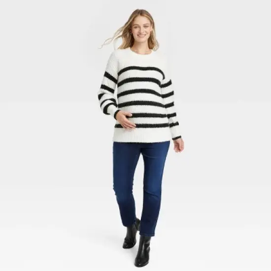 Cozy Statement Crew Neck Maternity Sweater - Isabel Maternity by Ingrid & Isabel&trade; image {2}