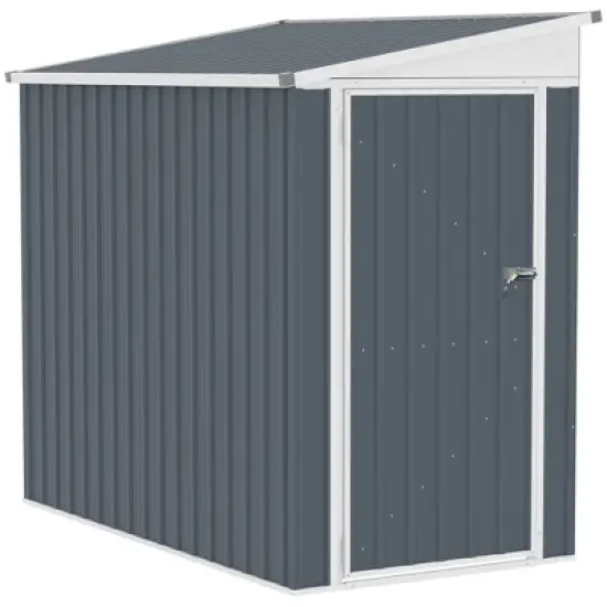 Outsunny Garden Metal Storage Shed, Outdoor Lean to Tool house with Lockable Door, 2 Air Vents & Steel Construction for Backyard, Patio, Lawn, Garage image {6}