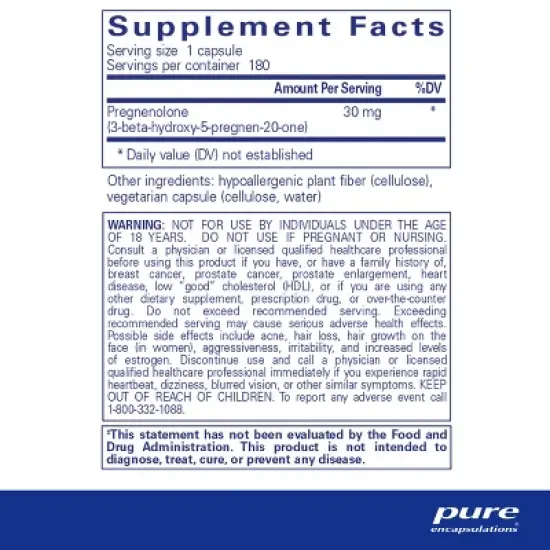 Pure Encapsulations Pregnenolone 30 mg image {1}