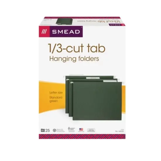 Smead Hanging File Folder with Tab, 1/3-Cut Adjustable Tab, Letter Size, PAPER,  25 per Box (64035) image {11}