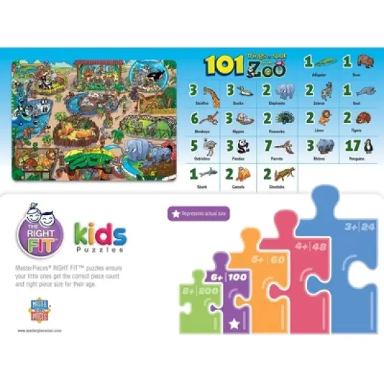 MasterPieces 100 Piece Kids Jigsaw Puzzle - 101 Things to Spot At the Zoo image {3}