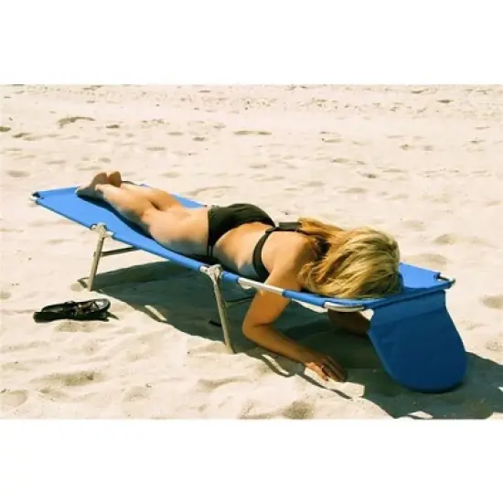 Ostrich Chaise Lounge Folding Portable Sunbathing Beach Chair, Navy Stripes image {5}