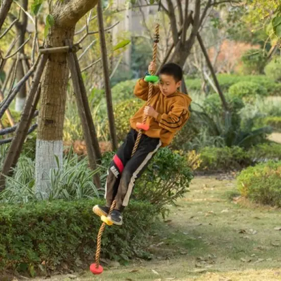 PLAYBERG Colorful Climbing Rope with Platforms Foot Holder For Kids Indoor Outdoor Backyard image {1}