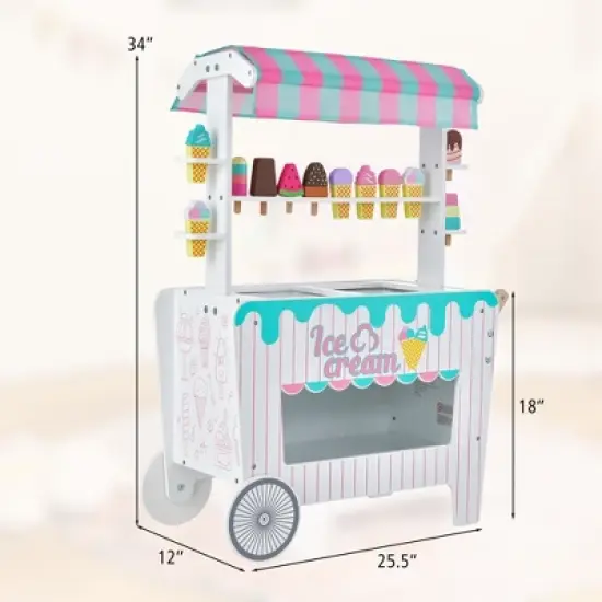 Costway Kid's Ice Cream Cart Food Trunk Play Toy Set with Display Rack & Accessories image {8}