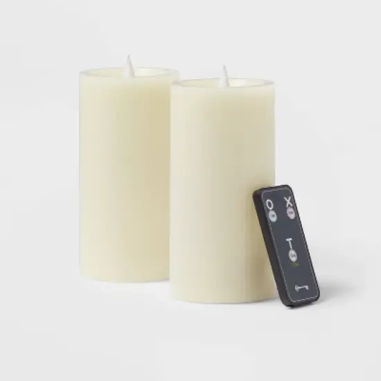 2pk 3" x 6" LED Candles Cream - Threshold&trade; image {2}