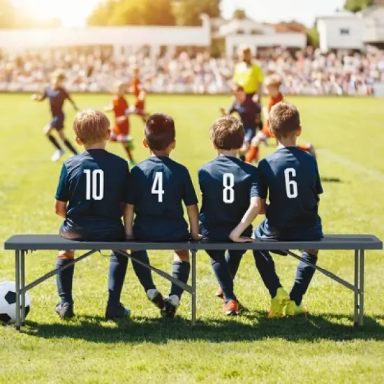 Costway 6 ft Plastic Folding Bench with 1320 LBS Capacity Handle & Lock For Outdoor Picnic White/Gray image {5}