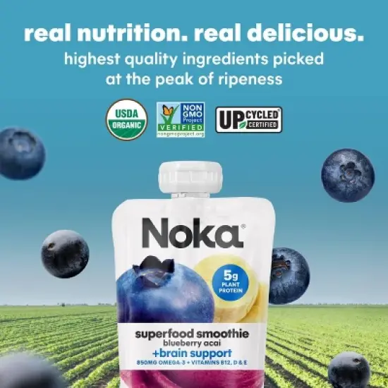 NOKA Blueberry Acai Superfood Smoothie + Brain Support Pouches - 16.9oz/4ct image {6}