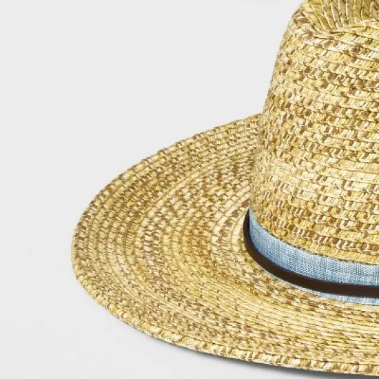 Men's Marled Straw Panama Hat with Chin Strap - Goodfellow & Co&trade; Cream image {3}