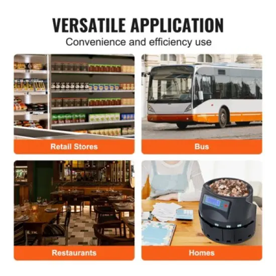 VEVOR USD Coin Counter & Coin Sorters with LCD Display, Coin Sorter Machine for USD Coin 1￠ 5￠ 10￠ 25￠ $1, Sorts up to 300 Coins/min, Change Counter image {6}