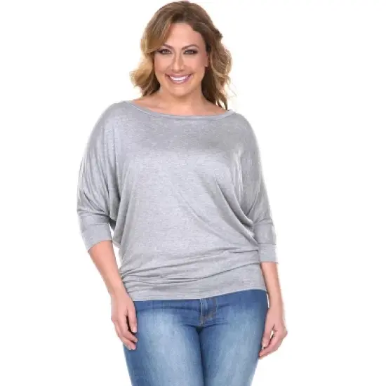 Women's Plus Size Bat Sleeve Tunic Top - White Mark image {3}