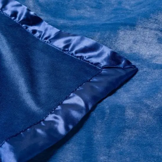 Solid Satin Edge Plush Blanket - Cloud Island&trade; Navy image {1}