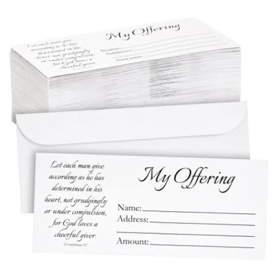 Best Paper Greetings 100-Pack Tithe Envelopes for Church Offerings and Religious Occasions, Square Flap, White, 7" x 3" image {8}
