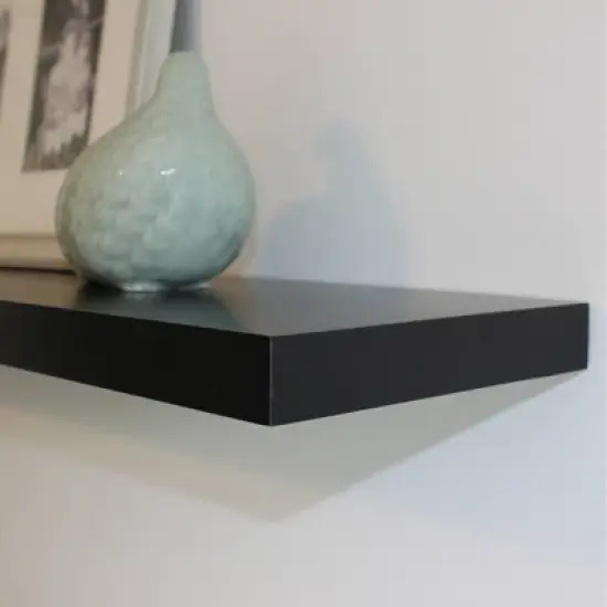 60" Slim Floating Shelf Wall Mounted Hidden Brackets Black - Inplace image {2}