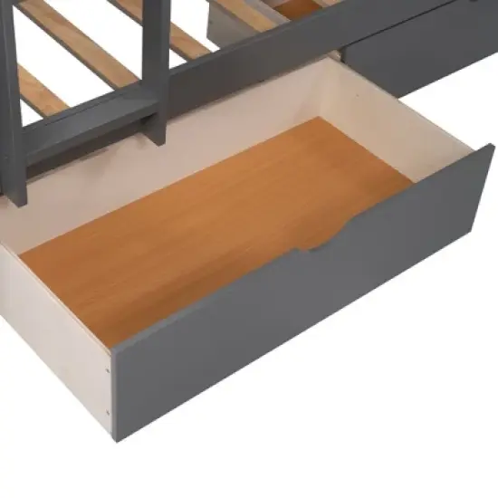 Twin over Twin Bunk Bed with Twin Size Loft Bed with 2 Drawers - ModernLuxe image {8}