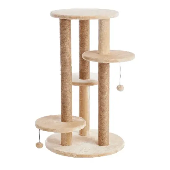 Two by Two Manchester - Beige Scratching Post Cat Furniture - 36.2 in. Tall image {3}