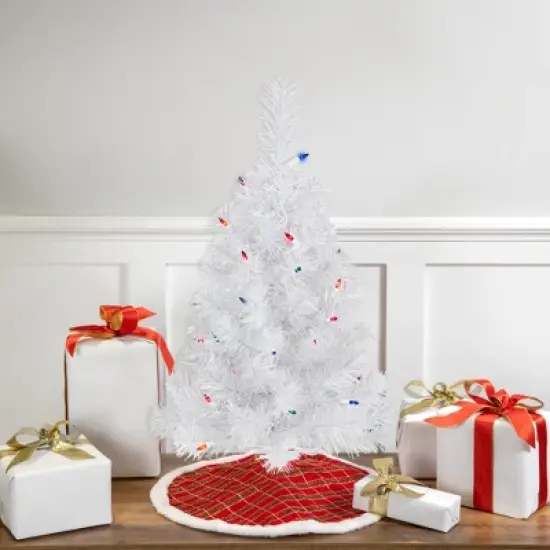 Northlight Pre-Lit Medium Rockport White Pine Artificial Christmas Tree - 2' - Multi Lights image {1}