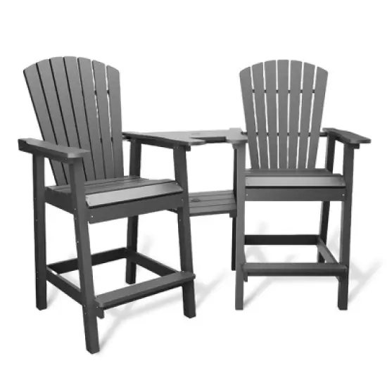 Patio HDPE Adirondack Chairs, Outdoor Tall Seating, for Deck, Balcony, Backyard, Patio Bar Stool Chair, Gray image {8}