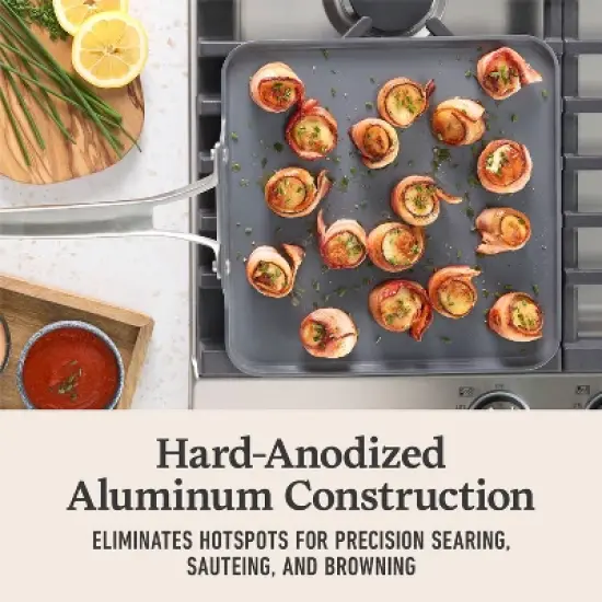 Calphalon Premier Ceramic Mushroom Square Griddle: Nonstick Anodized Aluminum, Oven & Dishwasher Safe, 10-Year Warranty image {2}