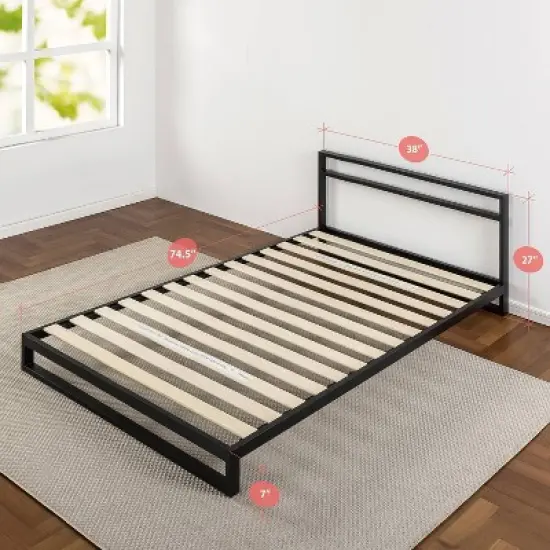 Trisha Platforma Bed Frame with Headboard Black - Zinus image {6}