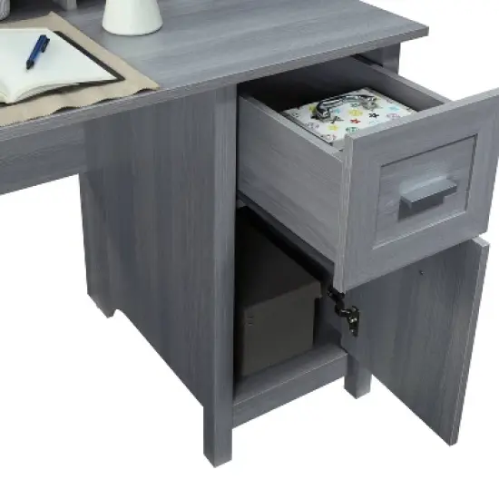Classic Office Desk with Storage Gray - Techni Mobili image {4}