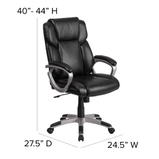 Flash Furniture Mid-Back LeatherSoftSoft Executive Swivel Office Chair with Padded Arms image {3}